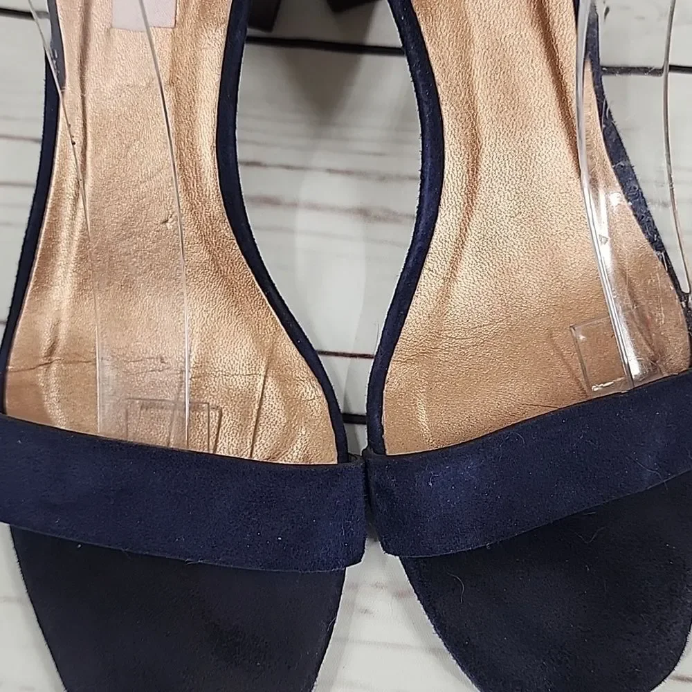 Ted Baker Qarvas Navy Blue Suede Open Toe Ankle Strap Sandals 9.5